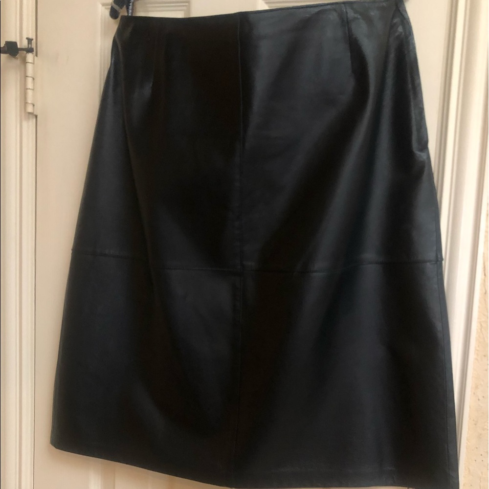 Genuine leather black skirt